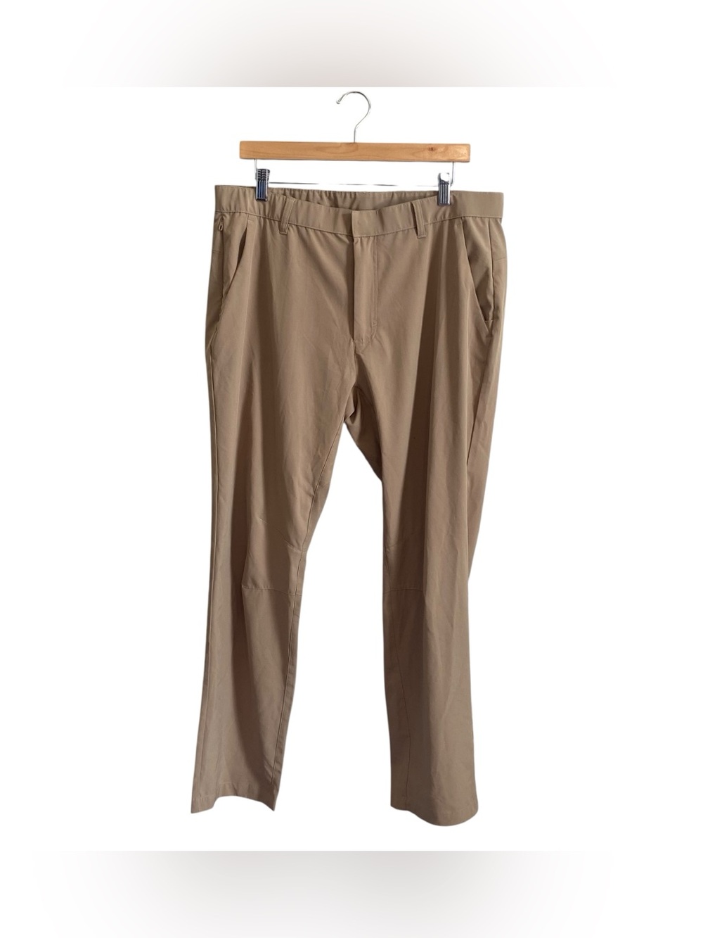 Maelreg Proflex Pants Mid Rise Khaki Tan Performance Taper Leg Size 36x32